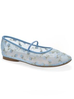 Wild Pair Blue Floral Mesh Ballet Flats